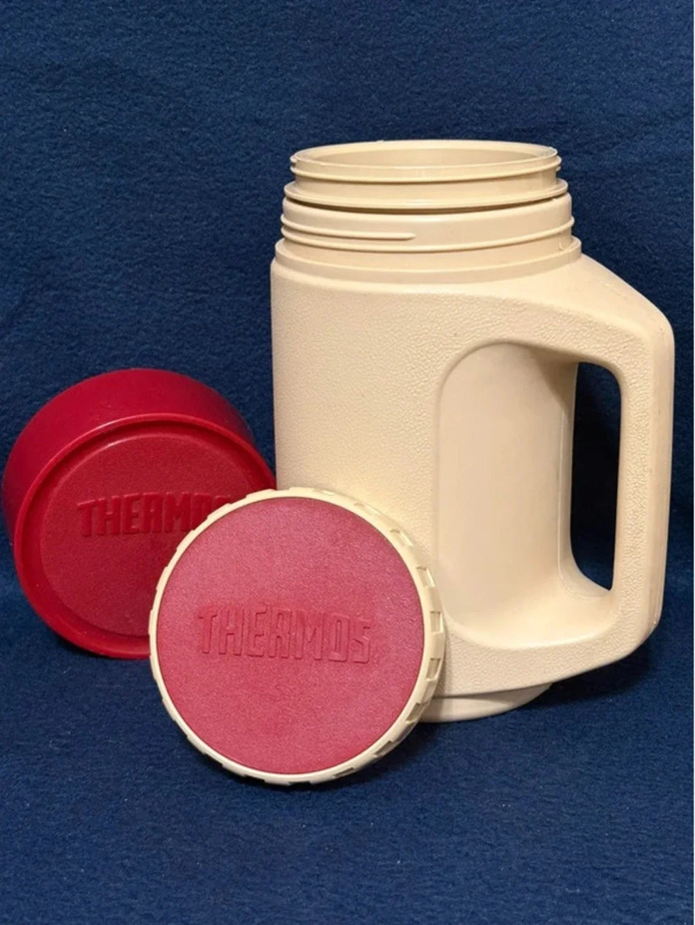 Vintage 1980s Thermos Plastic Model 4215 Red Cap Soup/Coffee Container